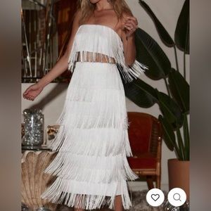 12th tribe gatsby white fringe skirt